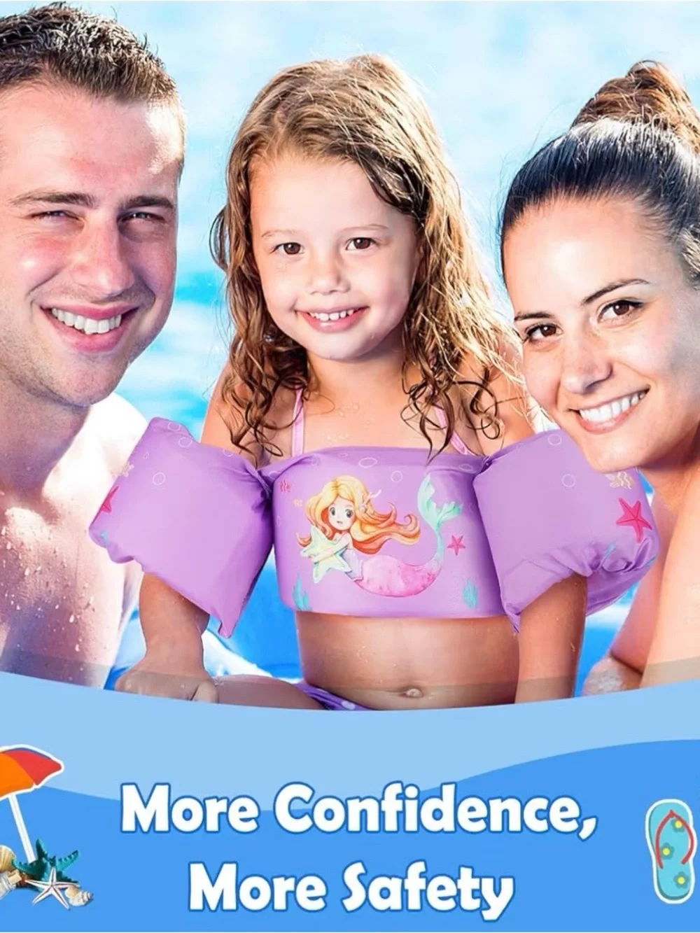 Kids Purple Mermaid Swim Float Jacket - Secure Arm Float Trainer
